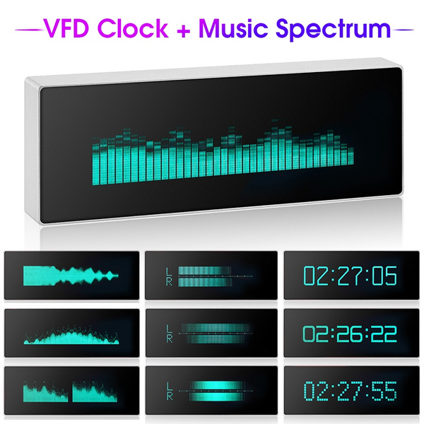 N128 Music Spectrum Display Analog VU Meter VFD Clock Sound Level Indicator 