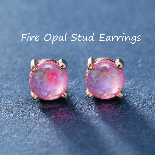 rose gold fire opal earrings