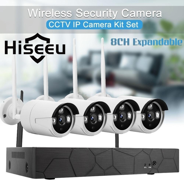 Hiseeu K8208-8 8CH 1080P WiFi NVR 4pcs 1080P 3MP WiFi CCTV IP Kamera Kit EU Plug 