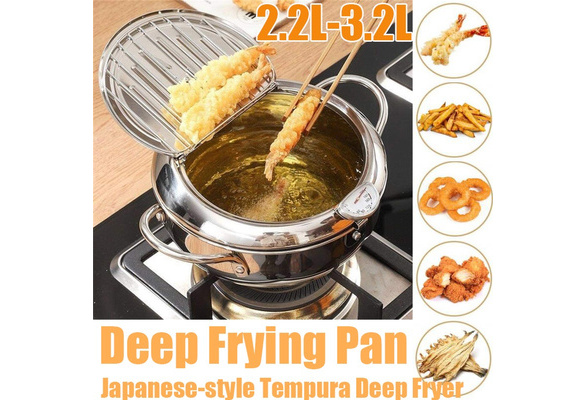 Deep Fryer Pot Japanese Style Tempura Fryer Pan Nonstick Deep