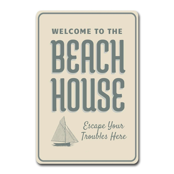 Sailboat Decor, Beach House Sign, Beach House Decor, Welcome Beach Sign ...