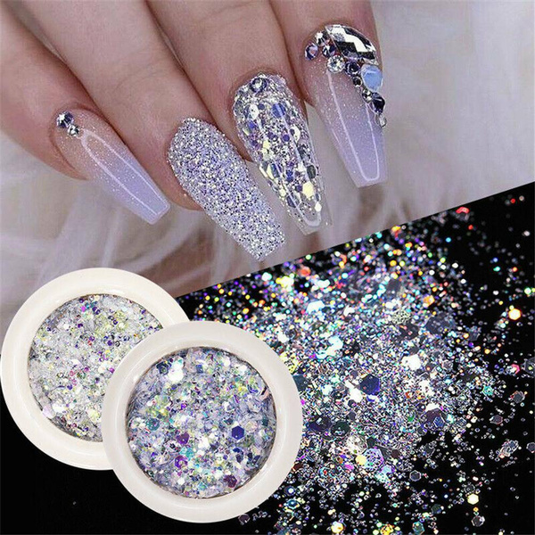 8 Boxes Nail Glitter Sequins Set, Including Chunky And Fine Glitter Mix,  Nail Art Decoration Set For Nail/art/craft/makeup