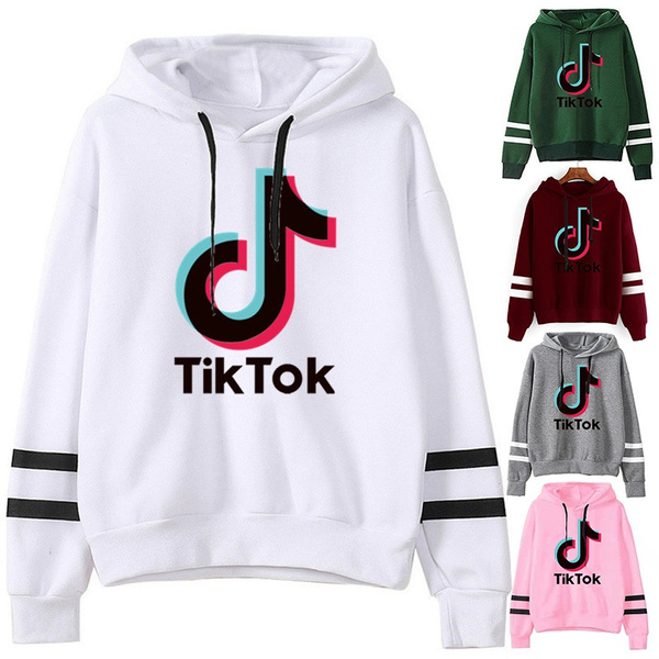 Women s Fashion Long Sleeve Hooded Sweatshirt Pullover Tik Tok