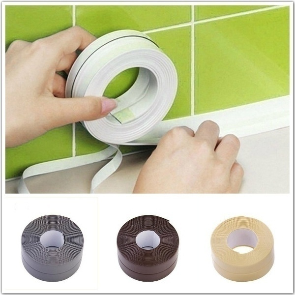 Bathroom Shower Sink Bath Sealing Tape Strip White PVC Self