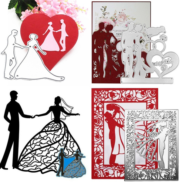 Romantic Wedding Invitation Metal Cutting Dies Bride and Groom Cutting Dies  Scrapbooking Embossing Paper Craft Making