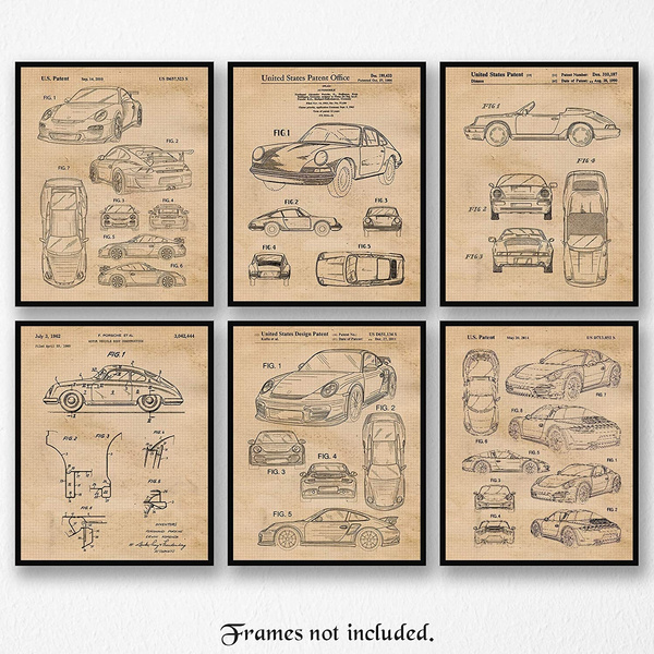 Vintage Patent Poster Prints, Set of 6 (8x10) Unframed Photos, Wall Art ...