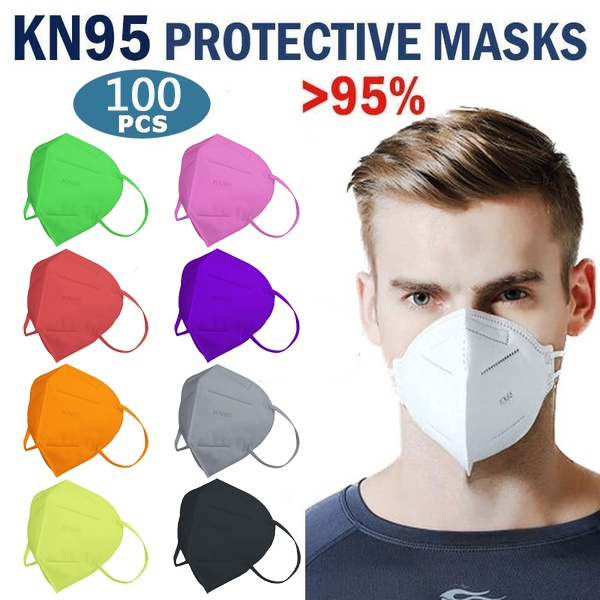 100 pièces masque facial Kn95 Ffp2-adulte, 5 couches de protection Ffp2  jetable respirant Fac
