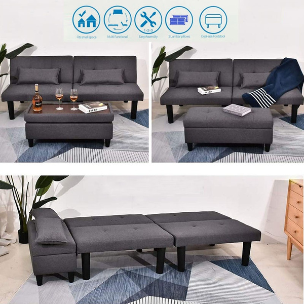 Modern Convertible Futon Sofa Bed With, Convertible Futon Sofa Bed With Storage