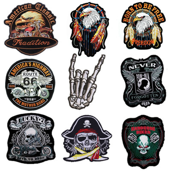 Skull Motorcycle Large Patch Jacket Badge Punk Rock Embroidered