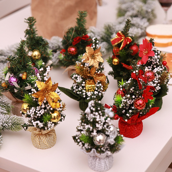 Mini Christmas Tree Christmas Ornaments Festival Table Miniature Ornament  Home Decoration