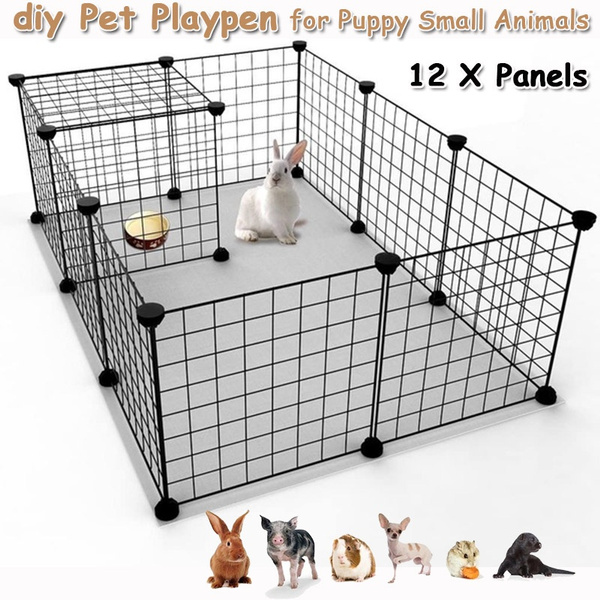 Pet Dog Playpen, DIY Portable Large Plastic/Metal Yard Fence Small Animals,  Puppy Kennel Crate Fence Tent 12 X Panels Home Storage Rack