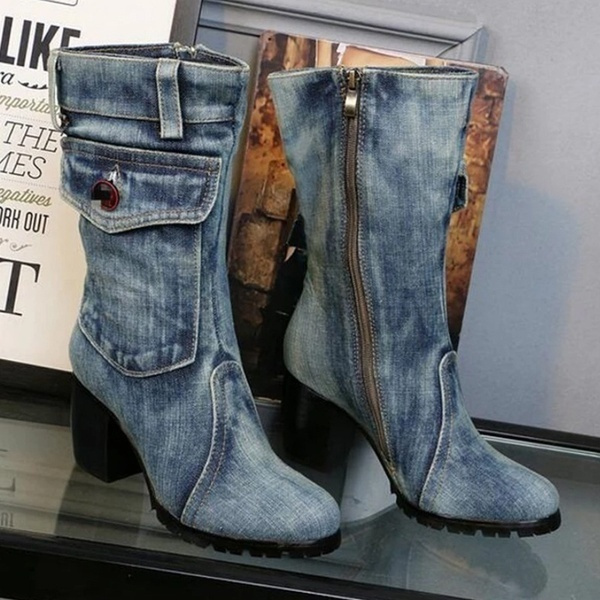 ladies denim boots