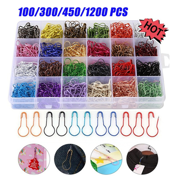 1200/450/300/100 PCS Bulb Safety Pins, 24 Mix Color Bulb Pins