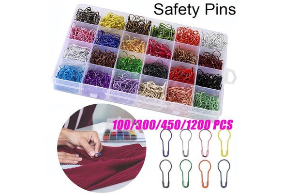 1200/450/300/100 PCS Bulb Safety Pins, 24 Mix Color Bulb Pins