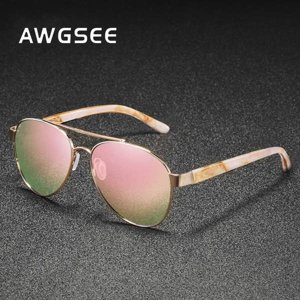 AWGSEE Polarized Aviator Sunglasses for Women Pink Mirror Driving Fishing  UV Protection Pilot Sunglasses Women Oculos Female Brand Designer Women's  Sun Glasses