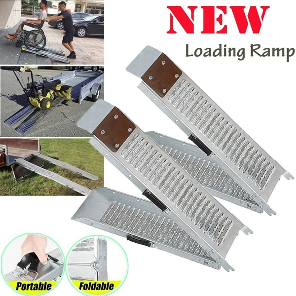 2PCS Heavy Duty Loading Ramp Aluminum Motorcycle Lawn Mower ATV ...