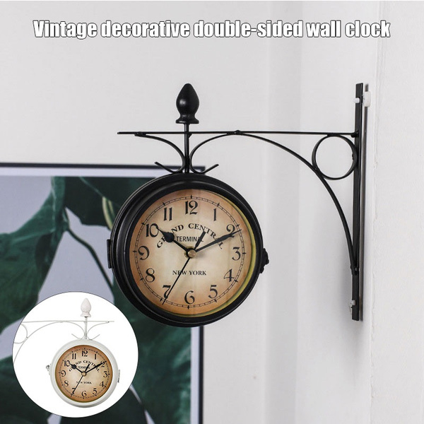 Outdoor Bracket Clock Garden Station Wall Double Sided Black White Wish Outdoor Bracket Clock Garden Station, Outdoor Hanging Clocks