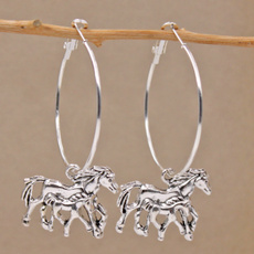 horse, Hoop Earring, Jewelry, Silver Fashion Jewelry