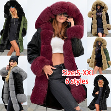 fur coat, hooded, fur, Winter