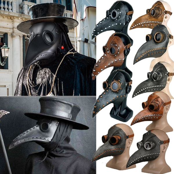 Medieval Bubonic Plague DR Halloween Costume Masquerade Masks Hankyky Steampunk Plague Doctor Bird Beak Mask 