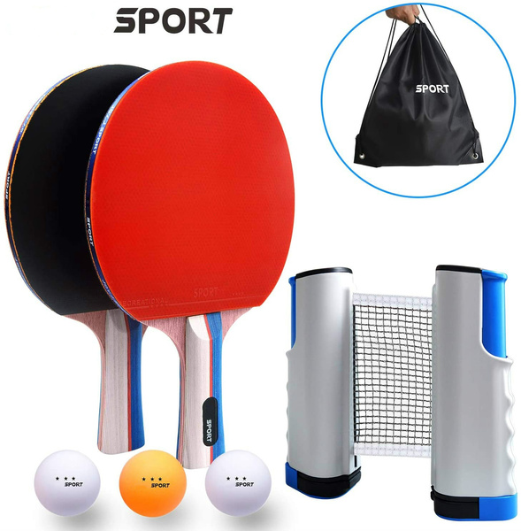 Ping Pong Paddles Set of 2 Table Tennis Racket Kit 3 Balls & Portable Case 