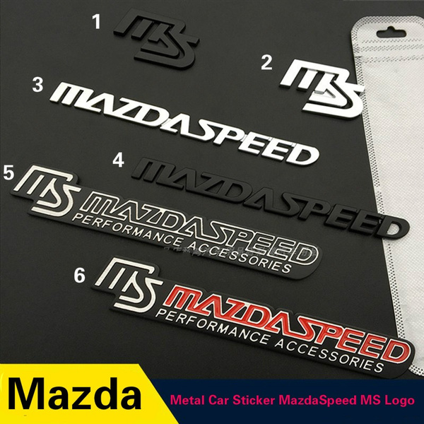 Metal Car Sticker MazdaSpeed MS Logo for Mazda Speed 2 3 5 6 CX-5 CX-7 323  Axela Atenza Front Grille Emblem Auto Modified Body Badge