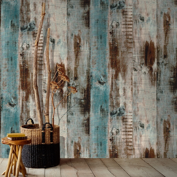 Rustic Natural Distressed Elm Wood Plank Effect Neutral Realistic Wallpaper  | eBay