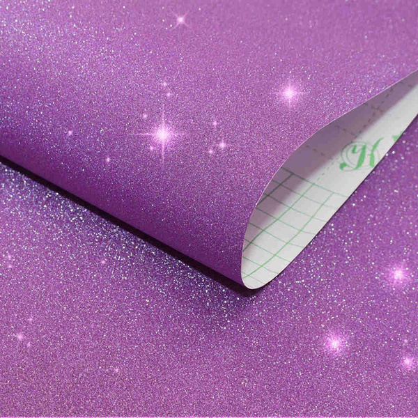 Self Adhesive Purple Glitter Wallpapers Contact Paper Waterproof Suitable  For Computer Surface And Cabinet Renovation Decoration