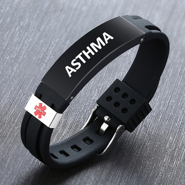 Personalized Silicone Medical Alert Asthma Bracelet Adjustable Disease  Allergies Diagnose Identity ID Bangle Meds Emergency ICE Customized Jewelry  for Women Men Teens - Walmart.com