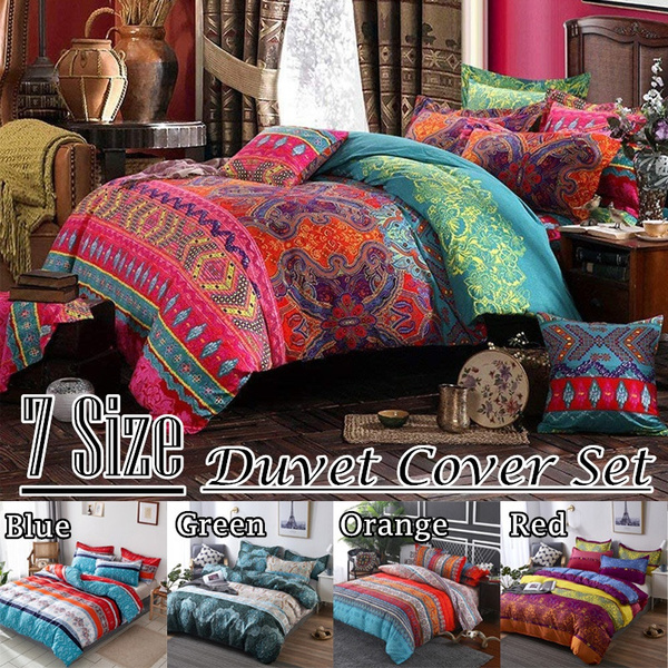 5 Colors Bohemian Quilt Cover Indian, Boho King Duvet Cover Set