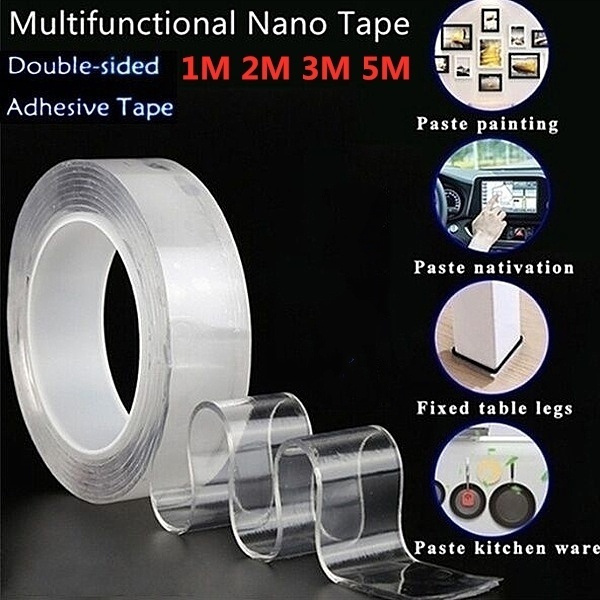 5 3 2 1m Nano Magic Tape Double Sided Tape Transparent Notrace Reusable Waterproof Adhesive Tape Cleanable Home Wish