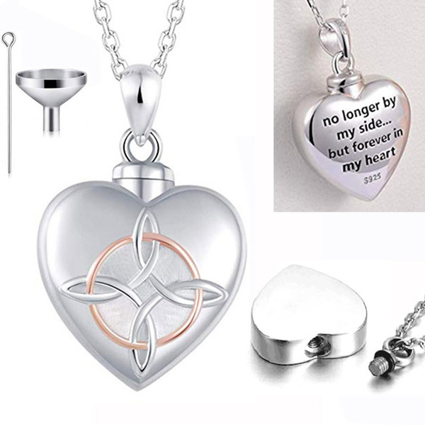 Titanium Steel Funeral Cremation Celtic Knot Heart Pendant Keepsake Urn Necklace For Ashes
