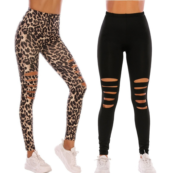 Tight-Fitting Hole Leggings Women 