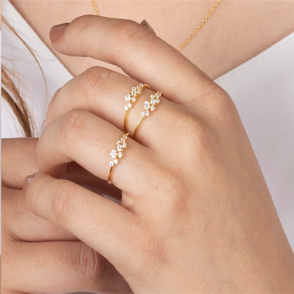 Dainty gold deals ring with diamond