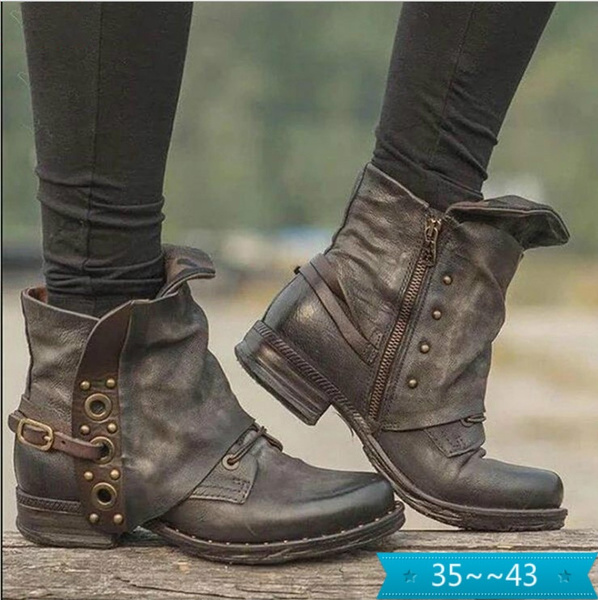 womens slouchy motorcycle boots