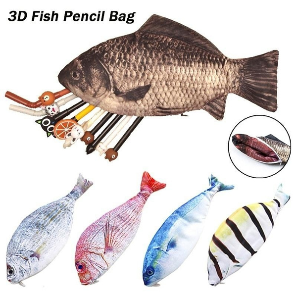 Pencil Case Zippered Canvas Coin Purse Funny Koi Carp Swimming Wallet Bag Gift With Zip And Liner
