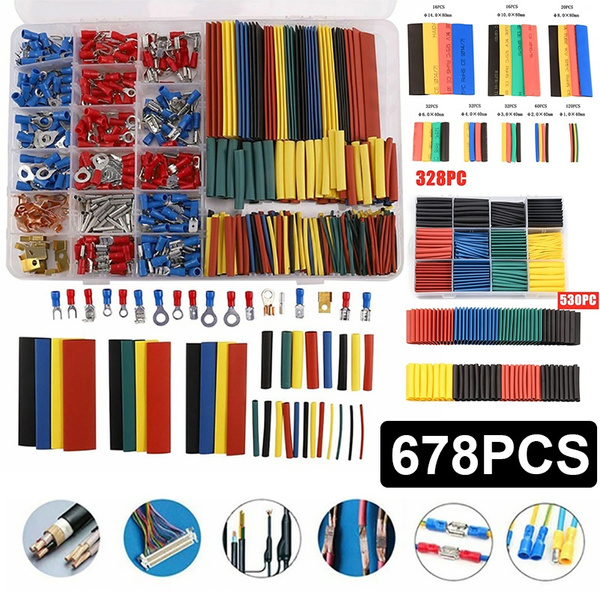 328/678/530PCS Cable Lugs Assortment Kit Wire Flat Female and Male ...