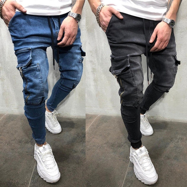 Manfinity EMRG Men Cotton Contrast Stitching Cargo Jeans | SHEIN USA