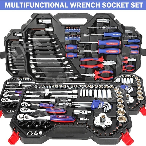 Details about   WORKPRO Tool Set Hand Tools for Car Repair Ratchet Spanner Wrench Socket Set Pro 