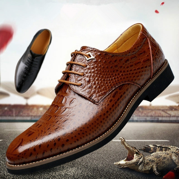 Shoe Mens Business Oxford Casual Classic Crocodile Round Toe Formal Shoes Leather Shoes