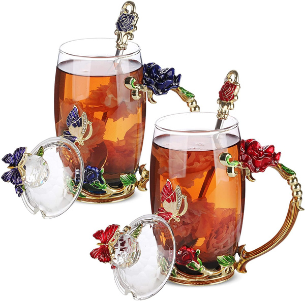 Glass Tea Cup, Fancy Tea Cups, Gifts for Women, Tea Mugs for Women