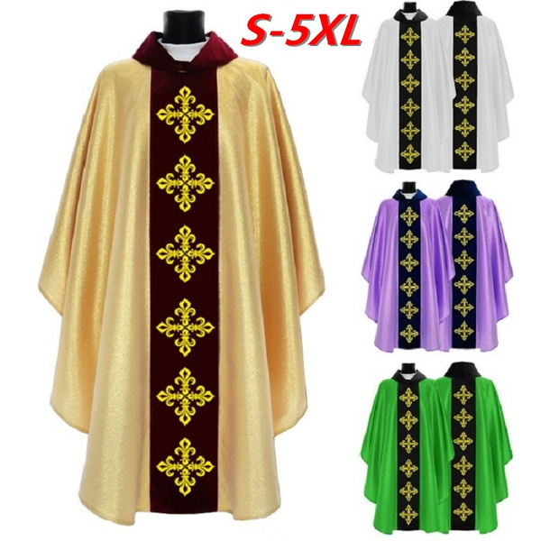 Vintage Men s Fashion Liturgical Robe Medieval Monastic Chasuble Church Clergy Loose Coat Catholic Priest Cape Cloak Autumn Winter Christian Costume