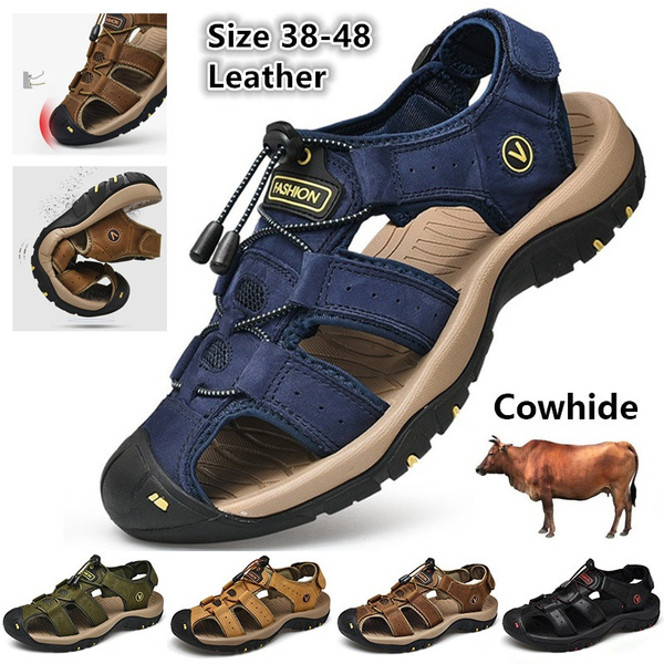 Men's Fashion Casual Shoes Genuine Leather Sandals Outdoor Sandals ...