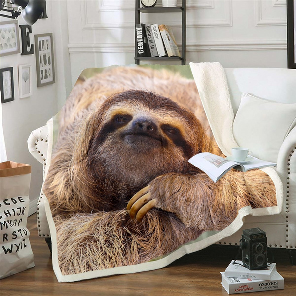 HommomH 30x40 Blanket Soft Fluffy Fleece Throw for Sofa Bed Cute Sloths 