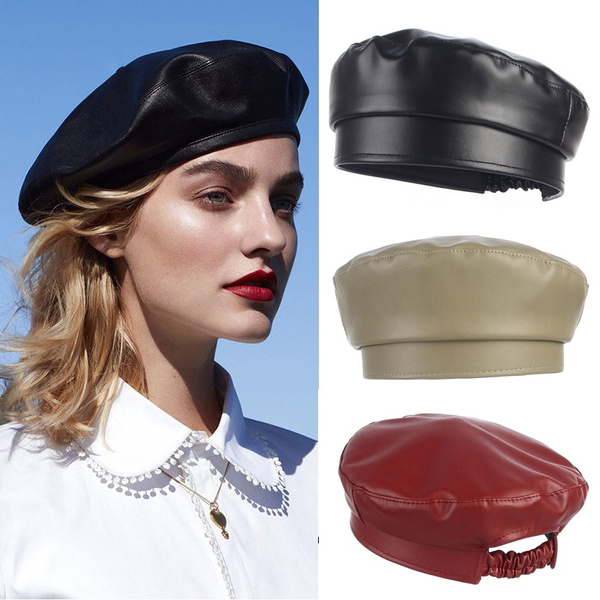 Girls leather sale cap