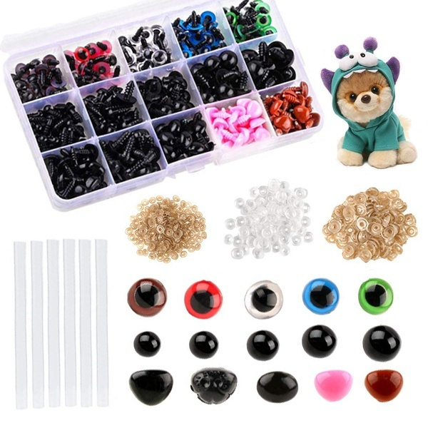 566Pcs Colorful Safety Eyes And Noses Set Plastic Safety Eyes And Noses  Washers Glue Stick For Animal Stuffed Toys