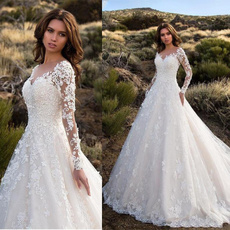 gowns, Lace, Long Sleeve, Dress