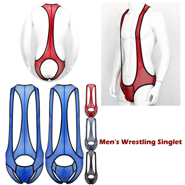 Mens Sexy Nylon Jockstrap Leotard Underwear Jumpsuits Wrestling Singlet Bodysuit Wish 7588