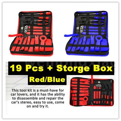 19pcs Universal Car Trim Removal Tool Kit Pry Repair Kit Auto Upholstery  Fastener Tools Clip Pliers Set with Storage Bag for Car Radio Panel  Interior Door Clip Removal Install