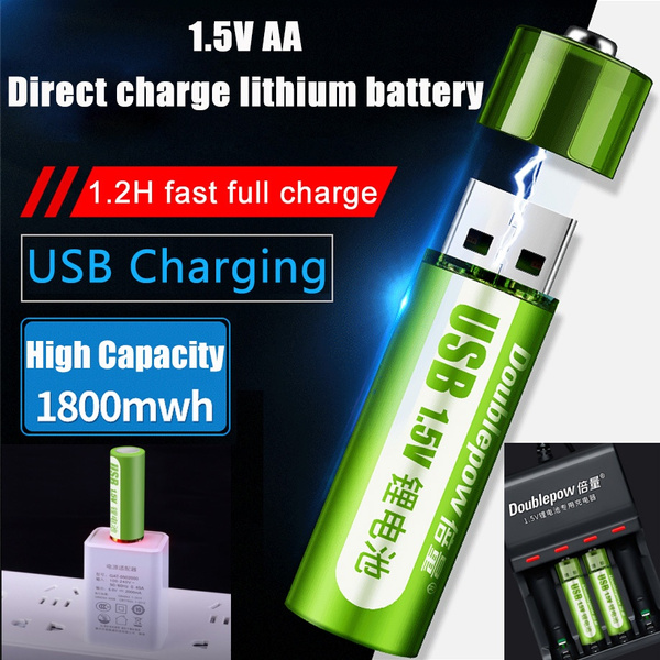 Doublepow USB rechargeable battery AA 1.5V Rechargeable lithium battery  high capacity 1800mwh constant voltage fast charging 14500 battery